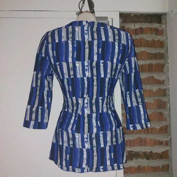 Boss Hugo Boss Top Ruched 3/4 Sleeves Multi Size M Med L Large - Picture 5 of 9